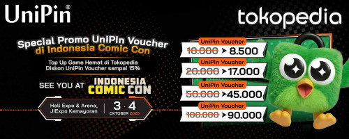 Special Promo UniPin Voucher di Indonesia Comic Con 2026 di Tokopedia!